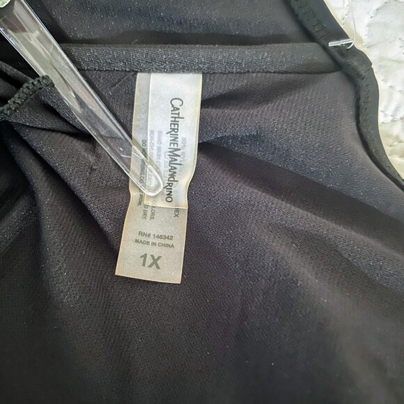 NWT Catherine Malandrino V Wire Shirred Black 1 Piece Bandeau Swimsuit Plus S 1X - Picture 11 of 12